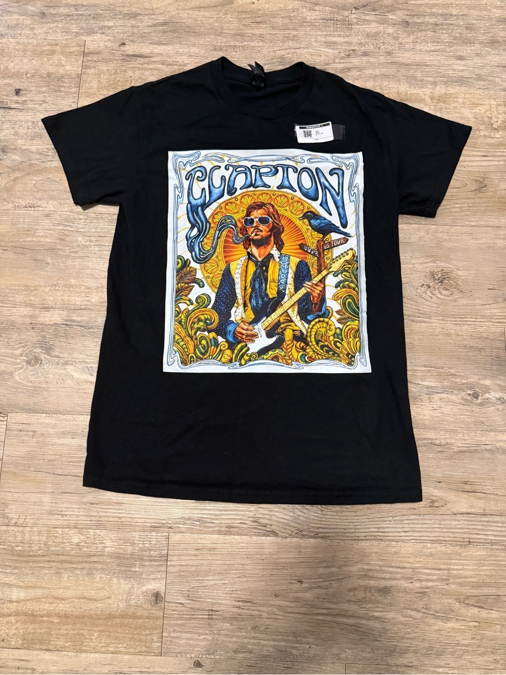 Black Graphic Men’s T-Shirt with Eric Clapton Print